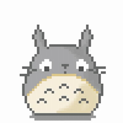 Pixel Art Gray And White Rabbit With Big Eyes GIF