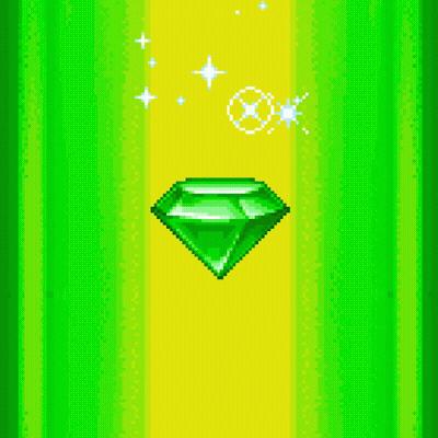 Pixel Art Green Diamond On Yellow Background GIF