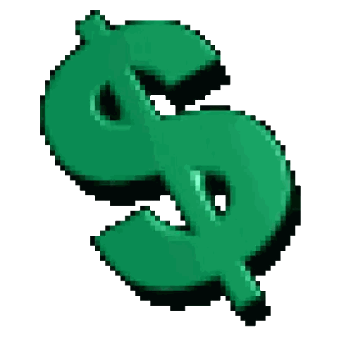 Pixel Art Green Dollar Sign Sticker