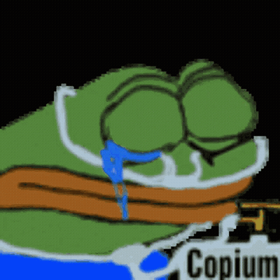Pixel Art Green Frog Crying Copium GIF