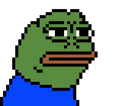 Pixel Art Green Frog In Blue Shirt Sticker