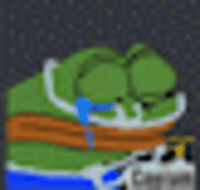 Pixel Art Green Frog On Blue And White Cooler GIF