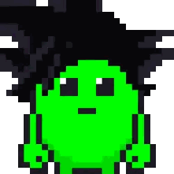 Pixel Art Green Monster With Black Hair Sticker