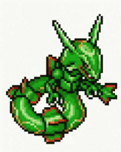 Pixel Art Green Snake With Horns and Wings