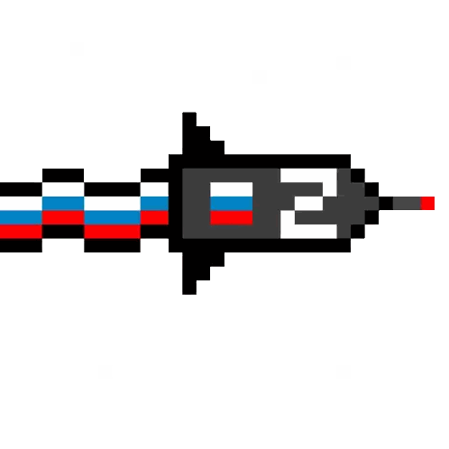 Pixel Art Gun With Russian Flag Sticker