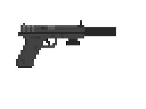 Pixel Art Gun With Silencer And Bullets Sticker