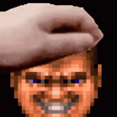Pixel Art Hand Touching Man's Face GIF