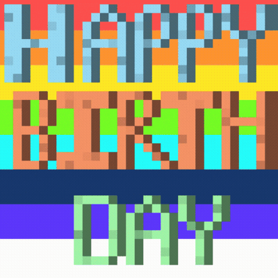 Pixel Art Happy Birthday Greeting Card GIF