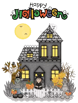 Pixel Art Haunted House Happy Halloween Sticker