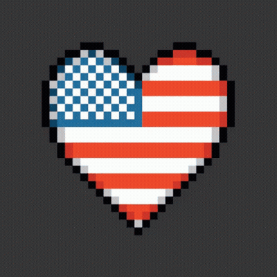 Pixel Art Heart With American Flag GIF