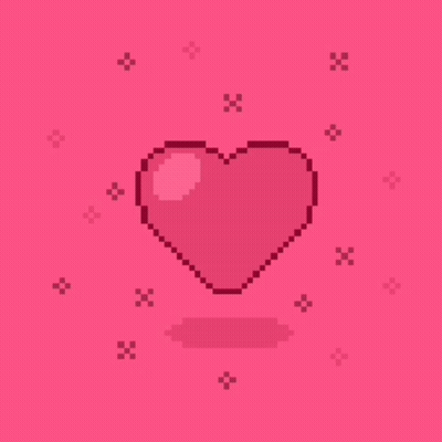 Pixel Art Heart With Stars On Pink GIF