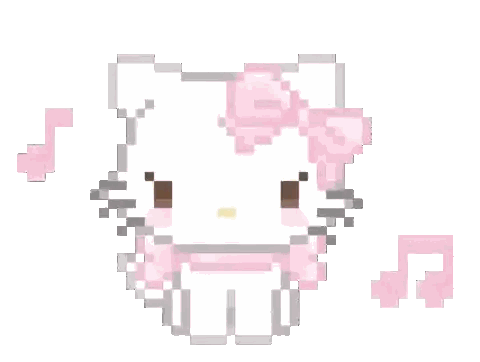 Pixel Art Hello Kitty With Pink Bow Sticker