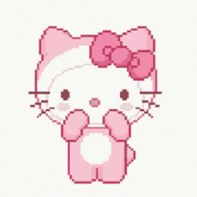 Pixel Art Hello Kitty With Pink Bow GIF