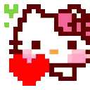 Pixel Art Hello Kitty With Red Heart Sticker