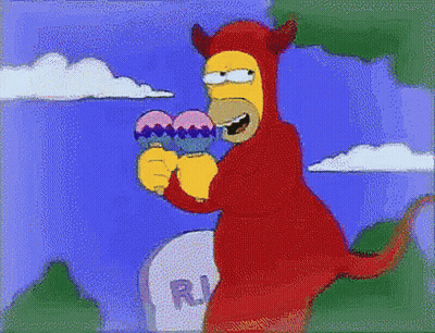 Pixel Art Homer Simpson Devil Costume Ice Cream Cones GIF