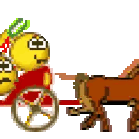 Pixel Art Horse Pulling Cart Of Smiley Faces Sticker
