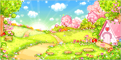 Pixel Art House In Garden GIF