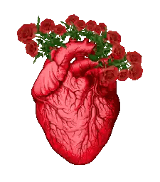 Pixel Art Human Heart With Red Roses Sticker