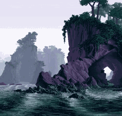 Pixel Art Island Rock Formation