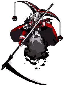 Pixel Art Jester Holding Scythe Sticker