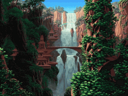 Pixel Art Jungle Waterfalls
