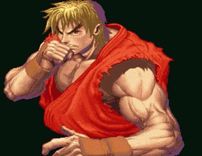 Pixel Art Ken Street Fighter Red Shirt GIF