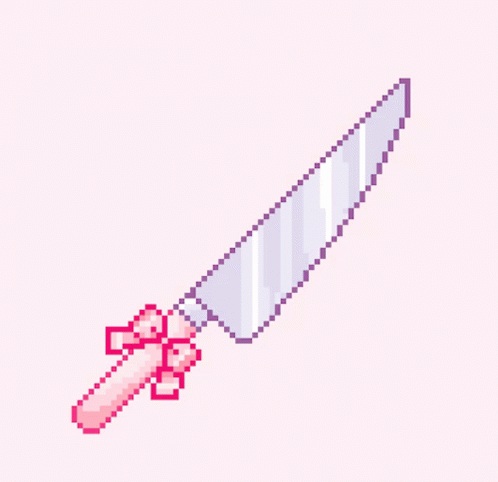 Pixel Art Knife With Pink Bow GIF