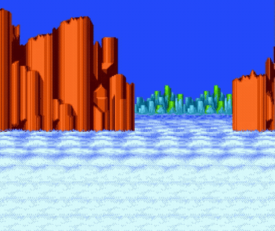 Pixel Art Landscape With Blue Sky And Mountains GIF