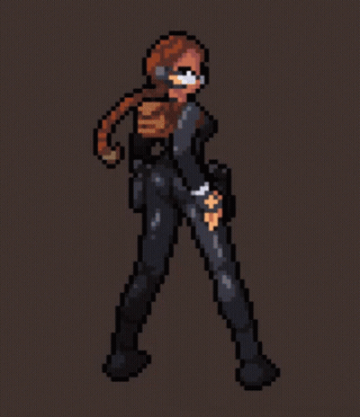 Pixel Art Lara Croft Holding Sword GIF