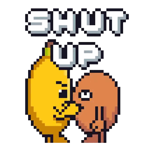 Pixel Art Lemon And Worm Shut Up Sticker