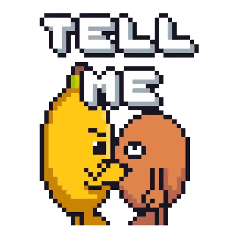 Pixel Art Lemon And Worm Tell Me Sticker