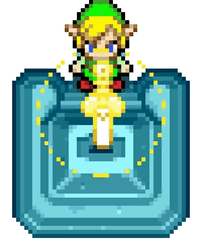 Pixel Art Link Sitting On Box Sticker