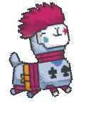 Pixel Art Llama With Red Mohawk And Scarf Sticker