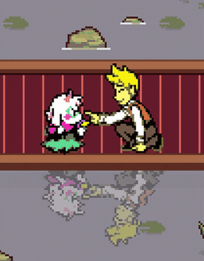 Pixel Art Man And Dog Holding Hands GIF