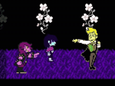 Pixel Art Man And Girl Dancing In Field Of Flowers GIF
