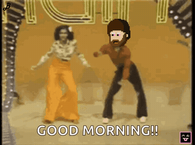 Pixel Art Man And Woman Dancing Good Morning GIF