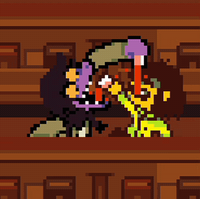 Pixel Art Man And Woman Holding Swords GIF