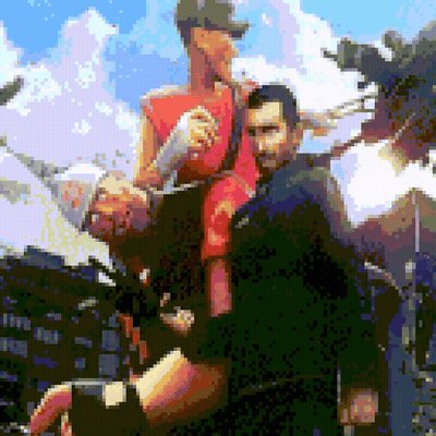 Pixel Art Man Carrying Another Man On His Back GIF