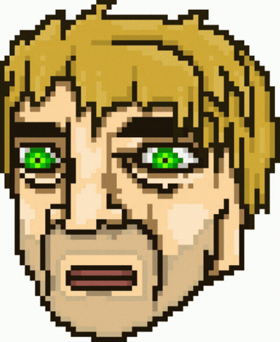 Pixel Art Man Face With Green Eyes GIF
