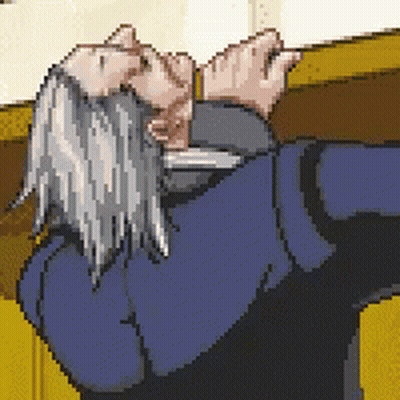 Pixel Art Man Gray Hair Blue Jacket GIF