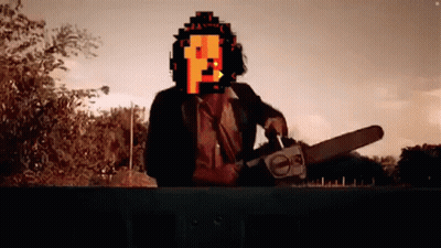 Pixel Art Man Holding Chainsaw GIF