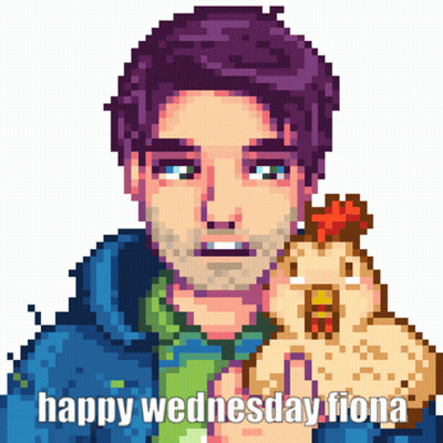 Pixel Art Man Holding Chicken Happy Wednesday Fiona GIF
