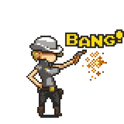 Pixel Art Man Holding Gun Bang Sticker
