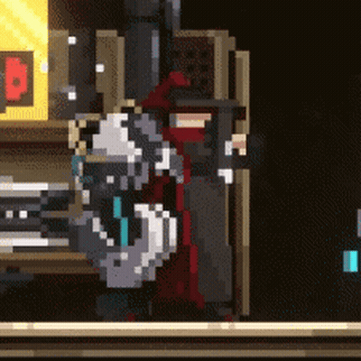Pixel Art Man Holding Gun In Dark Room GIF