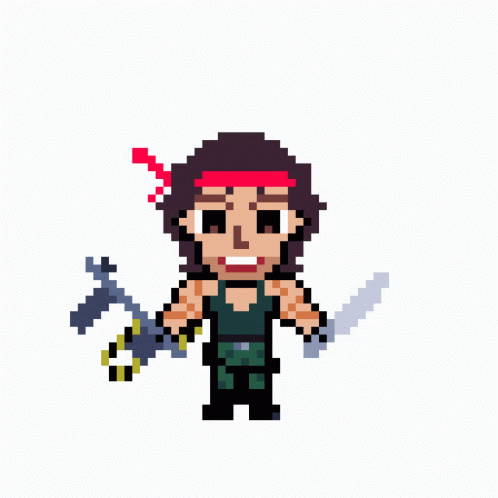 Pixel Art Man Holding Gun Nothing's Ever GIF