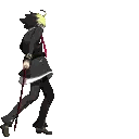 Pixel Art Man Holding Sword And Red Umbrella Sticker