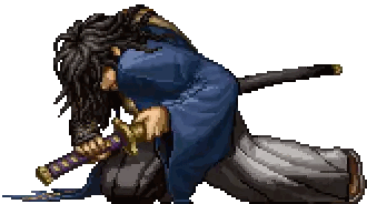 Pixel Art Man Holding Sword Sticker