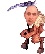 Pixel Art Man Holding Sword With Head Sticker