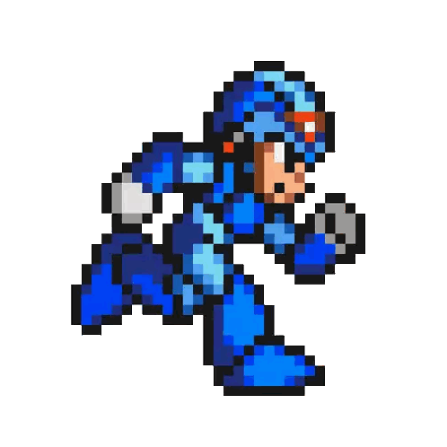 Pixel Art Man In Blue Suit And Helmet Sticker