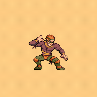 Pixel Art Man In Purple Shirt And Green Shorts GIF